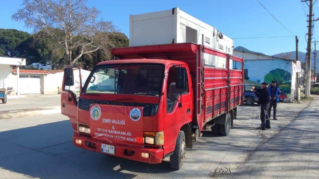 Belevi Şehit Yüzbaşı Cengiz Topel İlkokuluna ait 2 adet konteyner tuvalet Selçuk Kaymakamlığı koordinesinde afet bölgesine gönderilmek üzere yola çıktı